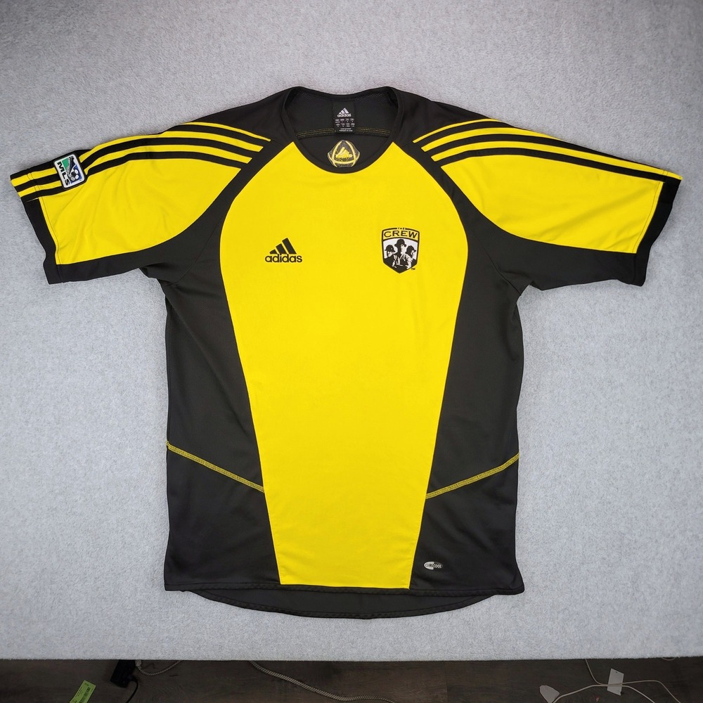 Adidas Columbus Crew Jersey Mens Large Yellow Black MLS ClimaCool 506783 2004